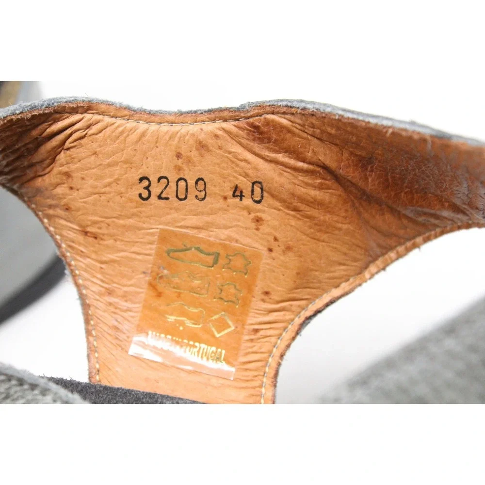 Taos Carousel 2 Grey Leather Wedge‎ Open Toe Slingback Sandal Womens 40 US 9-9.5